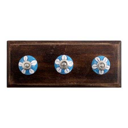 Mexican Heather Flower Ceramic Wooden Hooks